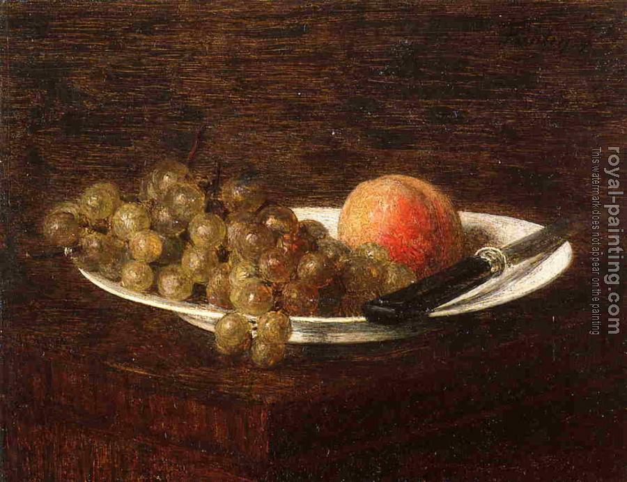 Henri Fantin-Latour : Still Life Peach and Grapes